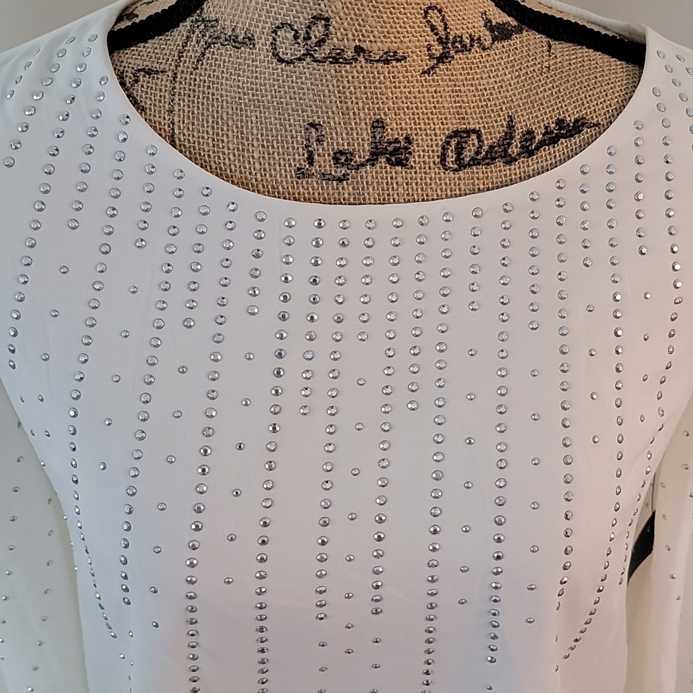 Alfani Rose white Shimmer top - Picture 4 of 5